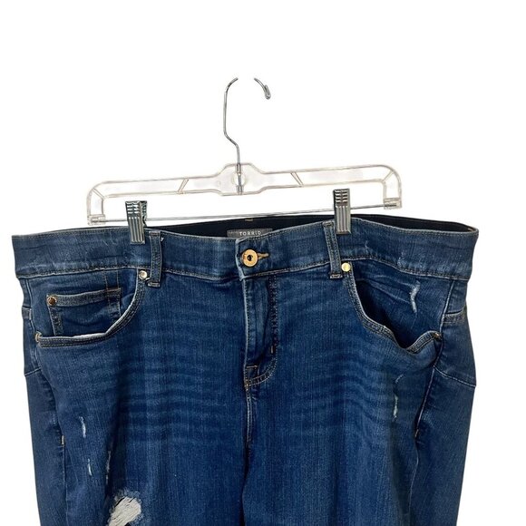 Torrid Womens Distressed Dark Wash Skinny Jeans With Ripped Detailing & Five Poc - Picture 4 of 8